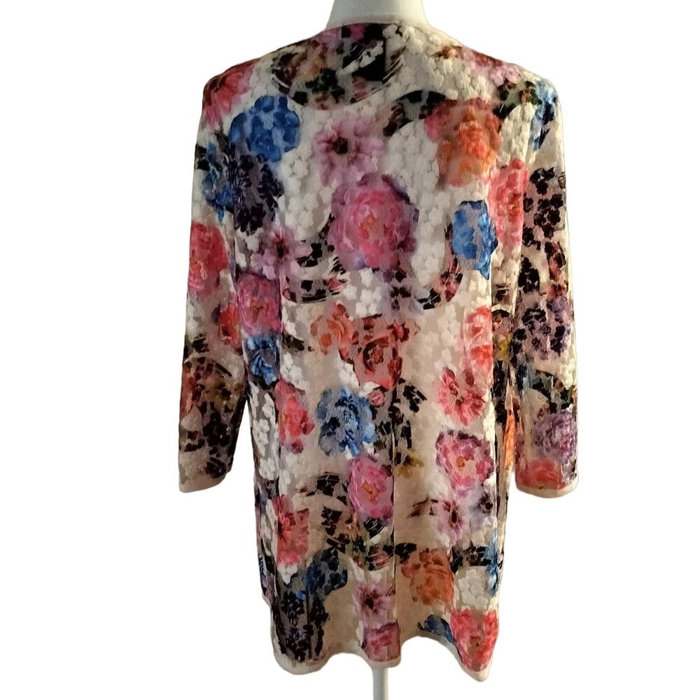 Ali Miles Size M Medium Colorful Embroidered Floral Semi Sheer Jacket - Picture 2 of 4